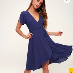 Lulu's Midi Wrap Dress Royal Blue